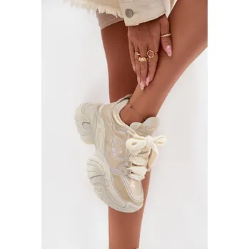 Dámské tenisky Dámské kožené tenisky GOE – zlaté Velikost: 38