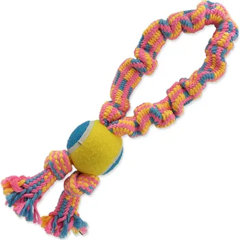 Hračka pro psa Hračka Dog Fantasy přetahovadlo s tenisákem barevný vzor 2, 2 knoty 32 cm