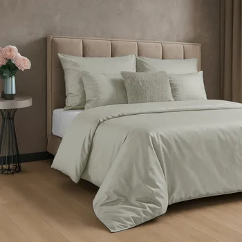 Povlečení 180x200 cm bavlněné hladké šedobéžové barvy NOVA 3