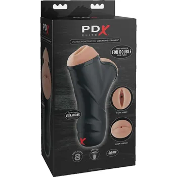 PDX Elite Double Penetration Vibrating Stroker vibrační masturbátor