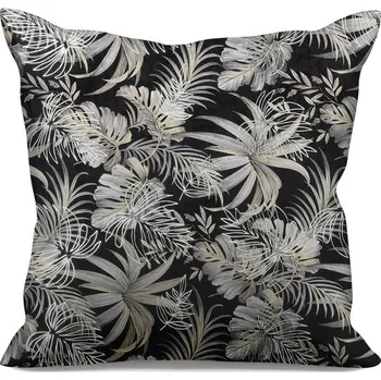 Sametový povlak na polštář RODOS s módním lesklým vzorem listů