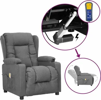 Křeslo vidaXL Zvedací masážní křeslo textil [3093442] Barva: světle šedá