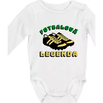 Kojenecký body Fotbalová legenda kopačky - Body kojenecké s dlouhým rukávem - Dlouhý r. do 3 měs ( Bílá )