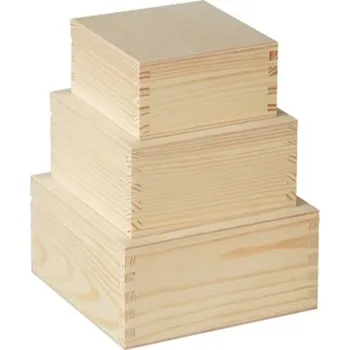 kreativní sada Sada dřevěných krabiček na dekorování / 3 dílná