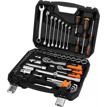 Sada nářadí Sada nástrčných klíčů, 10-206, 100 ks, velikost 1/4 a 1/2, kufřík,, NEO TOOLS