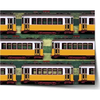 Plakát Sablio Plakát Lisabonské historické tramvaje Zelený Pattern - 90x60 cm