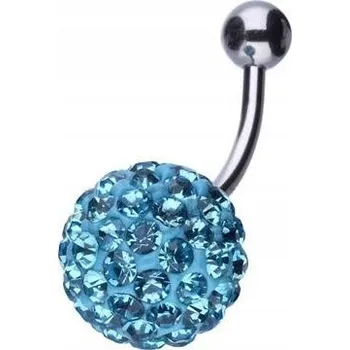 Piercing Stříbrný piercing do pupíku 925 s modrou kuličkou
