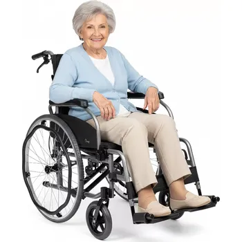 Invalidní vozík Skládací hliníkový invalidní vozík Simple-Tim s nafukovacími koly - Šířka - 43 cm