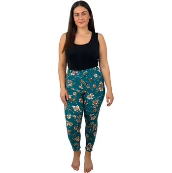 Dámské legíny NOVINKA- Dámské dlouhé legíny tyrkysové s květy