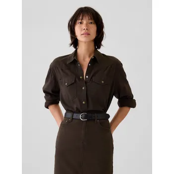 Dámská košile GAP Džínová zkrácená košile Western - Dámské GAP hnědá 2868869