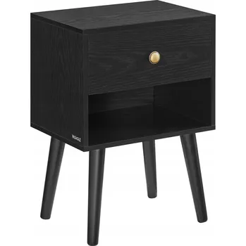 Konferenční stolek Stylový noční stolek s poličkou, na 4 nožičkách, černý 39x28x55cm