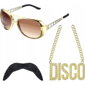 Karnevalový kostým Pánský kostým zlatý univerzální s řetězem a brýlemi