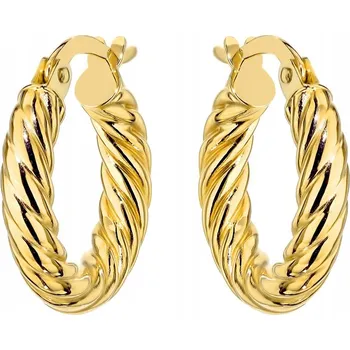 Náušnice ZLATÉ Dámské NÁUŠNICE s Anglickým Zapínáním ryzost 585 Široké Kroucené Kruhy 14k