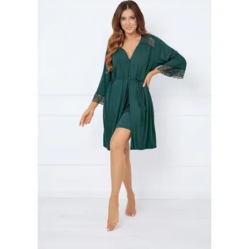 Dámské oblečení Dámský župan Italian Fashion SAMARIA 3/4 rukáv zelený vel. M viskóza