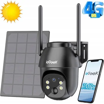Bezpečnostní kamera Venkovní solární otočná kamera GSM 3G 4G LTE SIM 2K 3MP s baterií a reproduktorem