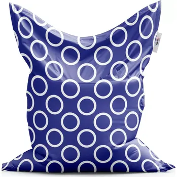 Sedací pytel Sablio Sedací vak Classic Bílé kruhy na modré - 200x140 cm