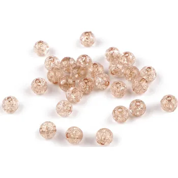 Korálek Plastové korálky kraklované Ø8 mm, malé, 18 (23) krémová