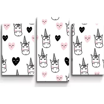 Obraz Sablio Obraz - 3-dílný Hlava jednorožce - 75x50 cm