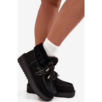 Dívčí obuv Dámské sněhule D.Franklin z přírodního semiše – černé Velikost: 39