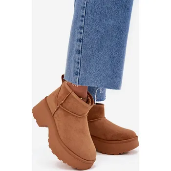 Dívčí sněhule Dámské nízké sněhule Mavelle s kožíškem – camel Velikost: 37