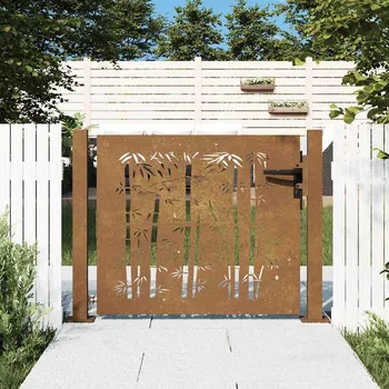 vidaXL Zahradní brána 100 x 100 cm corten ocel bambusový design [153239]