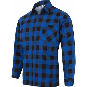 Pánská košile Pánská košile JHK modrá bavlněná kostkovaná s dlouhým rukávem, velikost M