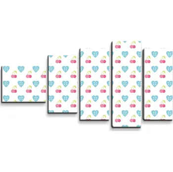 Obraz Sablio Obraz - 5-dílný Třešně a srdce - 100x60 cm