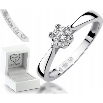 Prsten PRSTÝNEK S BRILIANTEM BÍLÉ ZLATO GRAVÍROVÁNÍ DÁREK PRO ŽENU