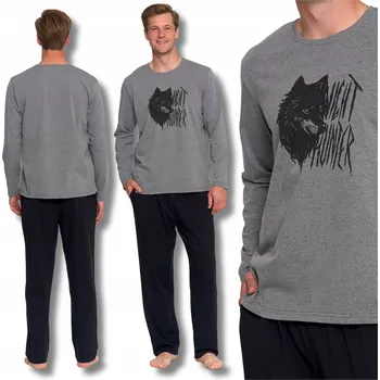 Pánské pyžamo Moraj pánské bavlněné pyžamo s potiskem, dlouhý rukáv, velikost 3XL