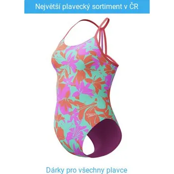 Dívčí plavky Speedo Allover Lane Line Back Girls Kaluna Floral/Arctic Glass 116cm