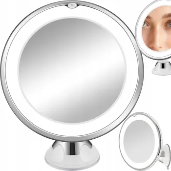 Zrcadlo Zrcátko na líčení kosmetické ZRCADLO LED podsvícené zvětšovací 10x