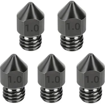 Sada 5 ks kalených ocelových trysek 1,0 mm M6 pro filament 1,75 mm Extra rychlý 3D tisk velkých objektů Odolné náhradní trysky