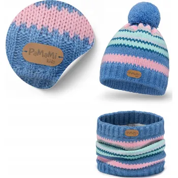 Čepice Zimní dětská souprava pro kluky i holky, modrá: Čepice a Nákrčník