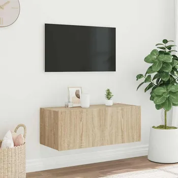 Nábytek vidaXL Nástěnná TV skříňka s LED osvětlením 80 x 35 x 31 cm [837283] Barva: dub sonoma