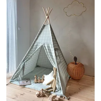Dětský stan Dětský teepee stan s hrací podložkou Mint – vyrobeno na zakázku