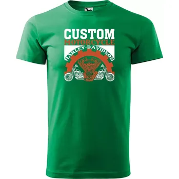 Sablio Tričko s potiskem Harley-Davidson motor - zelené 2XL