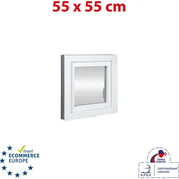 Okno Plastové okno 55x55 cm (550x550mm) otevíravé i sklopné pravé bílé TROJSKLO Trocal