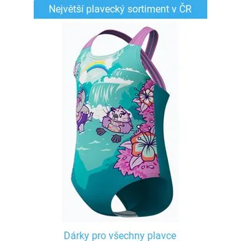 Dívčí plavky Speedo LTS Printed Crossback Girls Violet/Neon 6-9 Měsíců