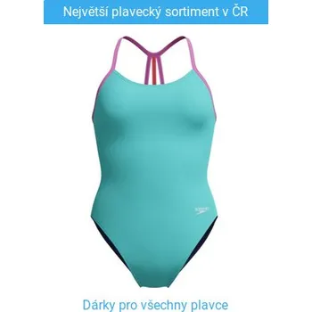 Dívčí plavky Speedo Solid Lane Line Back Arctic Glass 140cm