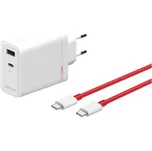 ONE Plus OnePlus SUPERVOOC 120W Dual USB-A + USB-C Cestovní Nabíječka + USB-C/USB-C Kabel White