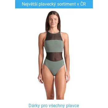 Dámské plavky Arena Mesh Panel Vent Back Sage L - UK36