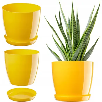 Květináč Žlutý plast Květináč Kadax 13 cm x 16 x 14,5 cm