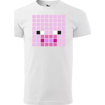 Pánské tričko Sablio Tričko s potiskem Blocks Pig - bílé 3XL