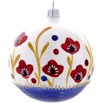 Vánoční ozdoba Koulier Skleněné vánoční ozdoby Domovina - Máky na modrém poli