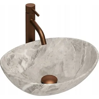 Keramické umyvadlo na desku REA BASARO ATENA šedý marmor mat