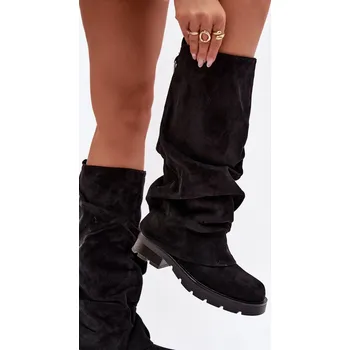 Dámské kozačky Damské Kozačky Izolované Nazouvací S Vlněnou Nástavbou Černé Ilvessa 37