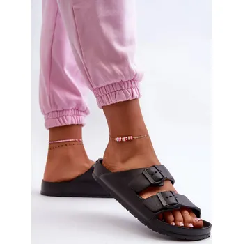 Dámská obuv Dámské pěnové pantofle s přezkami Černá Luciene Velikost: 36