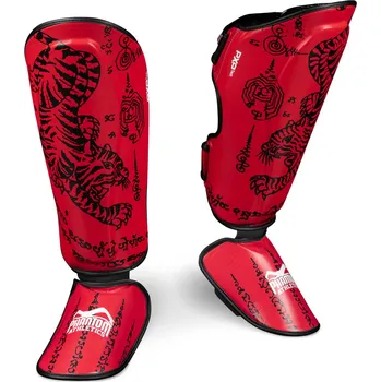 Chránič nohou PHANTOM Chrániče holení muay thai - červené S/M