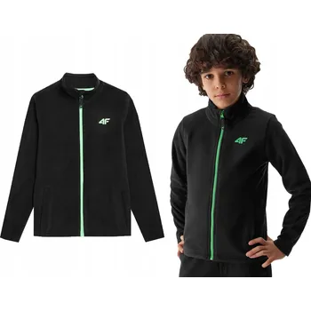 Chlapecká mikina Fleecová mikina se stojáčkem 4F M167 mikina fleecová na zip, černá, velikost 164.