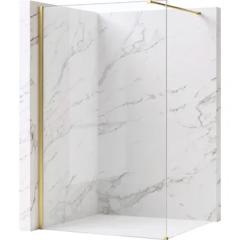 Bezrámová sprchová zástěna REA FLEXI GOLD BRUSH 70 cm, zlatá kartáčovaná/transparent - bez vaničky